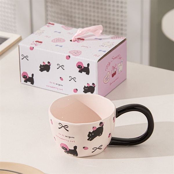 Cốc sứ mèo trái cây 300ml 