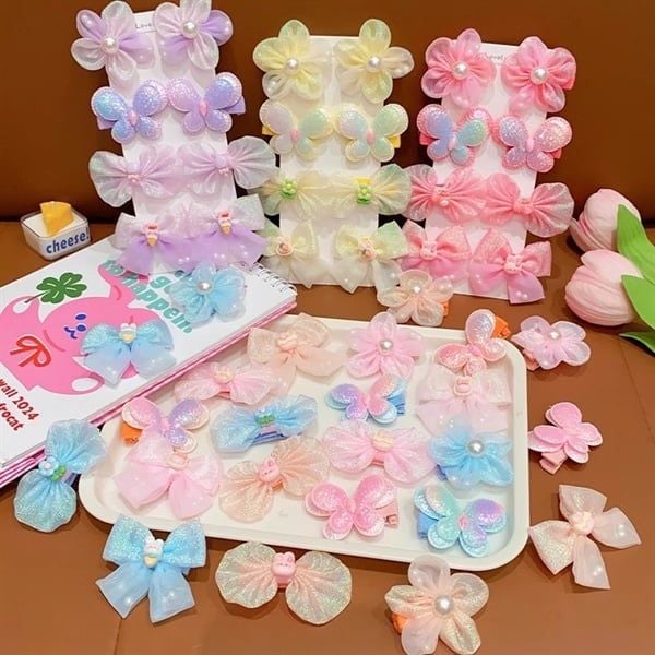  Set 4 đôi kẹp voan bé gái 