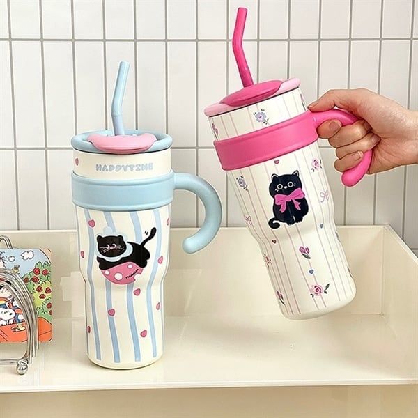  Cốc giữ nhiệt big size mèo đen 1200ml 