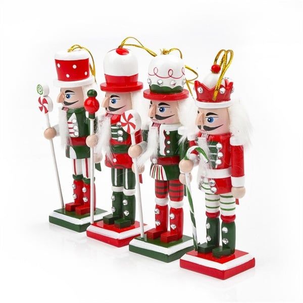  Người gỗ decor Giáng Sinh tone đỏ 12cm (set 4) 