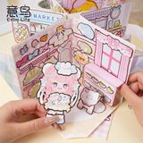  Box sticker dựng 3D bé gái DIY 4 backgroud 