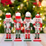  Người gỗ decor Giáng Sinh tone đỏ 12cm (set 4) 