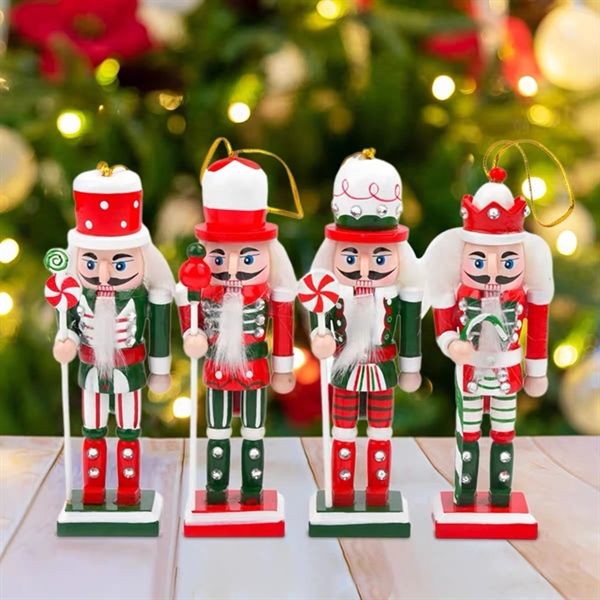  Người gỗ decor Giáng Sinh tone đỏ 12cm (set 4) 