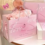  Túi quà ombre hồng Love You ruy băng 