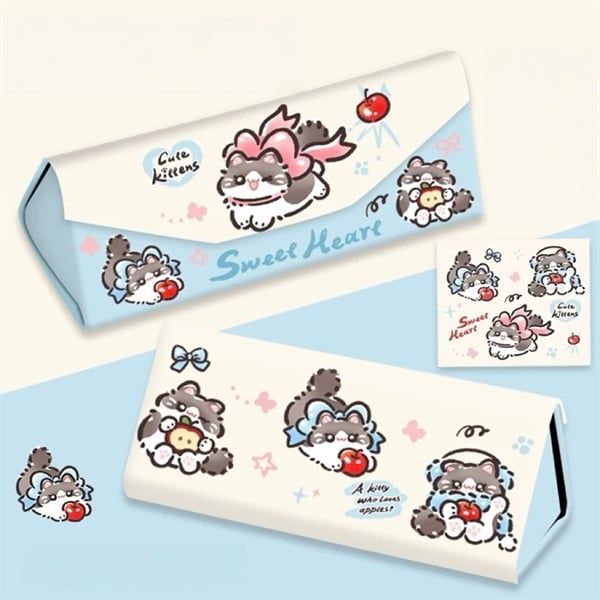  Hộp kính tam giác + lau kính mèo táo 