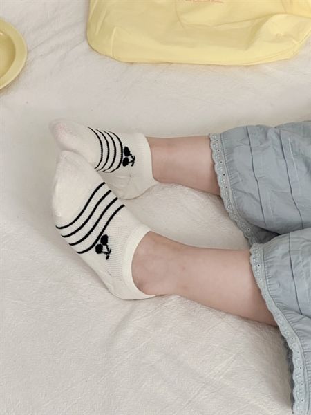  Tất Kid lười cherry trắng đen 