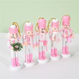  Người gỗ decor Giáng Sinh tone hồng 12cm (set 5) 