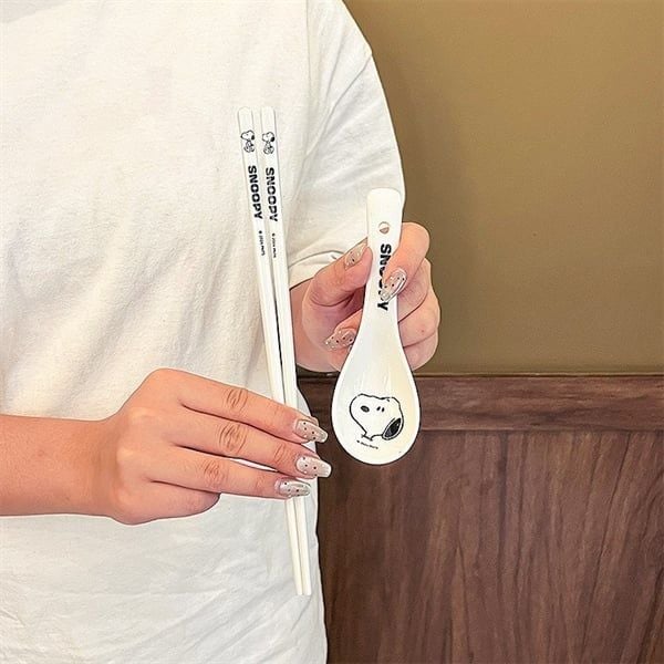  Set thìa đũa sứ Snoopy 