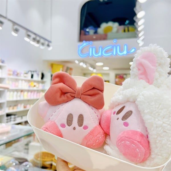  Móc khoá Kirby bông nơ hồng 