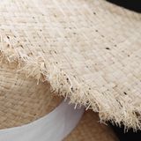  Mũ cói dây ren viền xù 