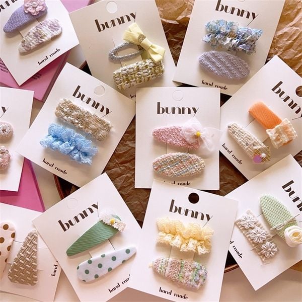  Set 2 kẹp vải ren voan vintage 