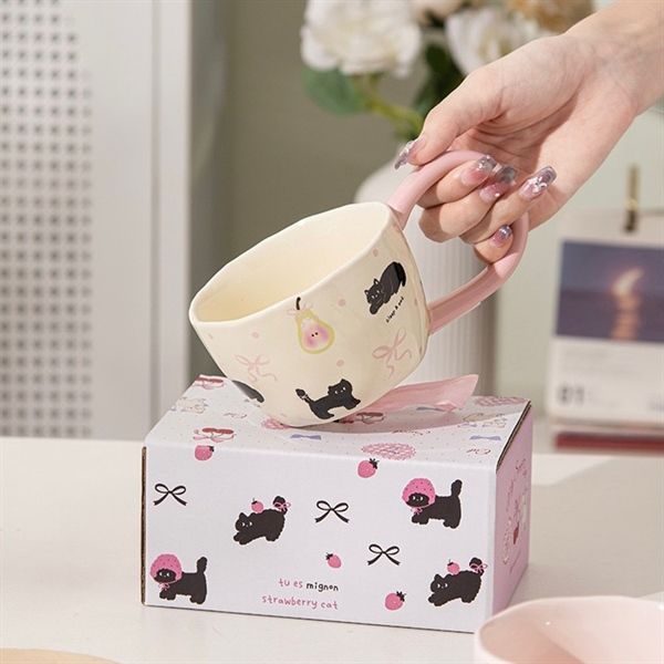  Cốc sứ mèo trái cây 300ml 