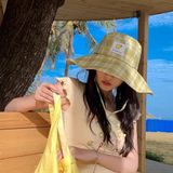  Mũ rộng vành mềm kẻ caro 