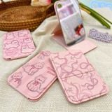  Gương gập bỏ túi bọc da hồng 7x10cm 