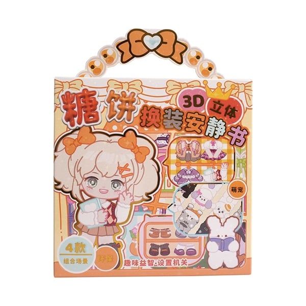  Box sticker dựng 3D bé gái DIY 4 backgroud 