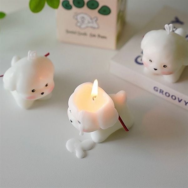  Nến thơm Giáng Sinh cún trắng 6,3cm 