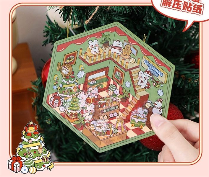  Sticker góc phòng 3/4 Giáng Sinh DIY 