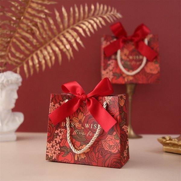  Túi quà mini nền hoa ruy băng Best Wishes 
