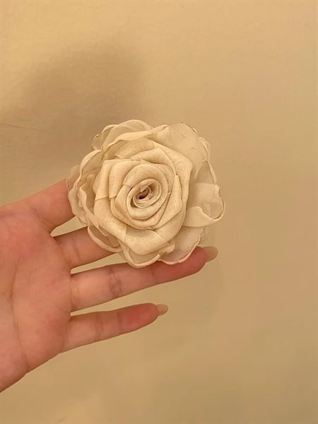  Kẹp càng cua tóc hoa hồng mix voan 