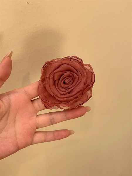  Kẹp càng cua tóc hoa hồng mix voan 