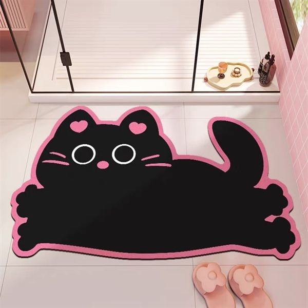  Thảm mút dẹt Mèo đen tai hồng 40x60cm 
