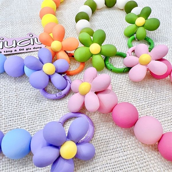  Dây charm móc khoá/điện thoại hoa 2 móc 