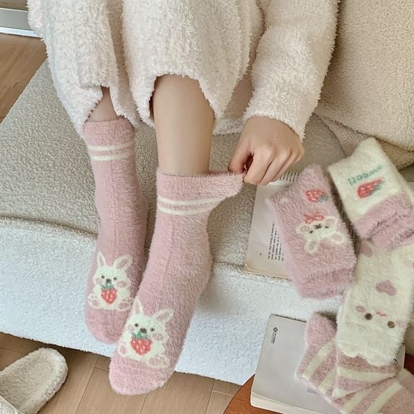  Tất Mekki lông thỏ dâu 