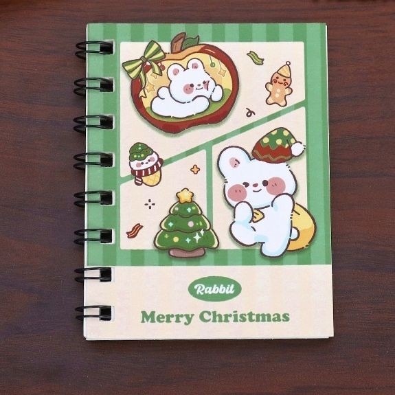  Sổ lò xo mini Giáng Sinh thỏ gấu 10x8cm 