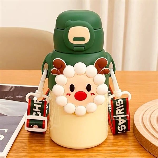  Bình Giáng Sinh mặt thú silicon 500ml 