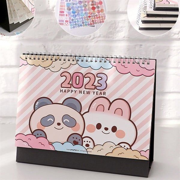  Lịch gấu trúc thỏ 2023 - 25x20cm 