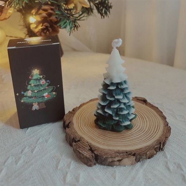  Nến thơm Giáng Sinh cây thông phủ tuyết 4,8cm 