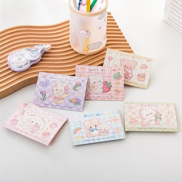  Thiệp gập bao thư thú dễ thương kẻ caro 