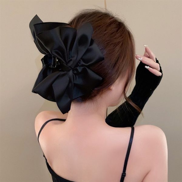  Kẹp càng cua nơ vải kép đen 