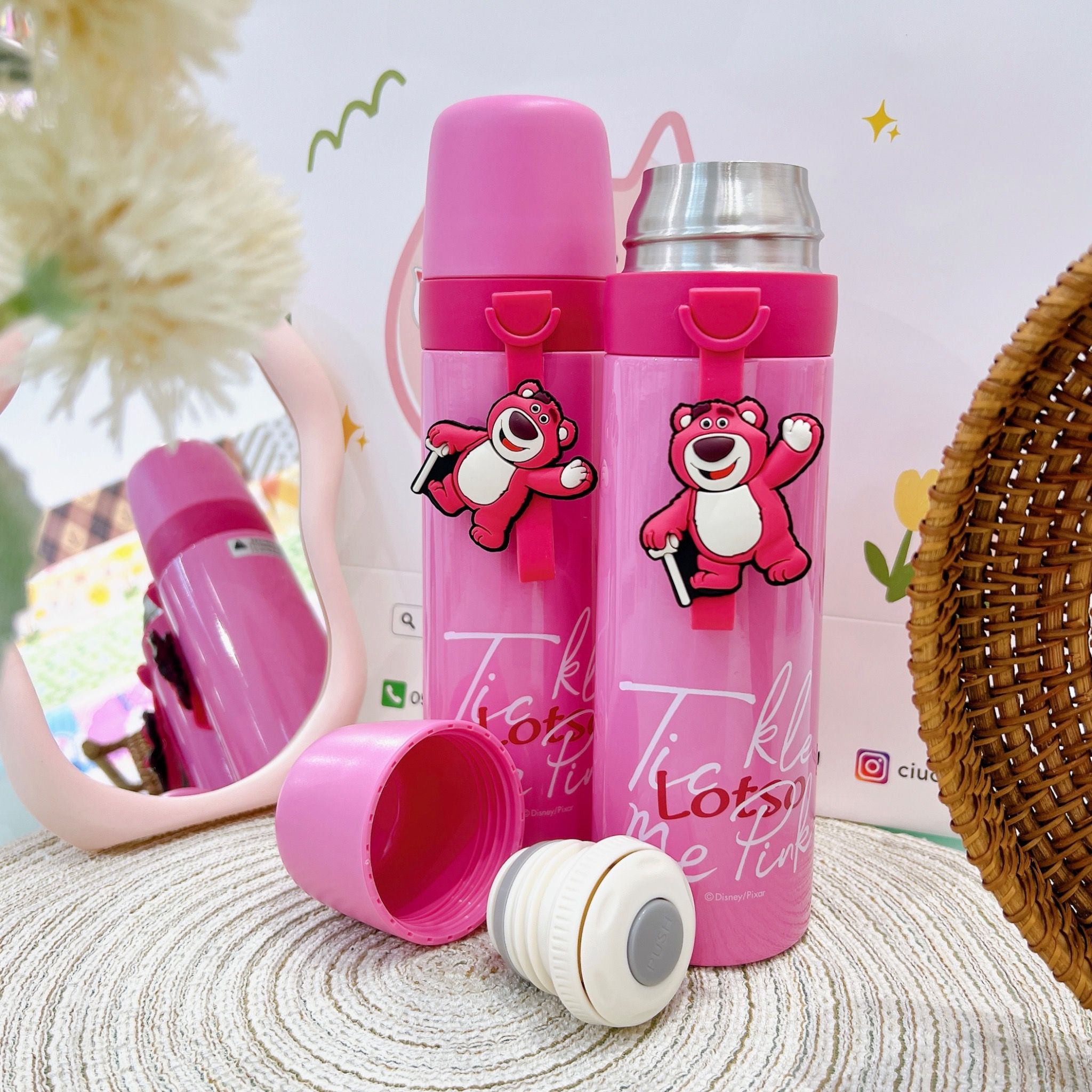  Bình giữ nhiệt quai silicon hình Lotso 500ml 