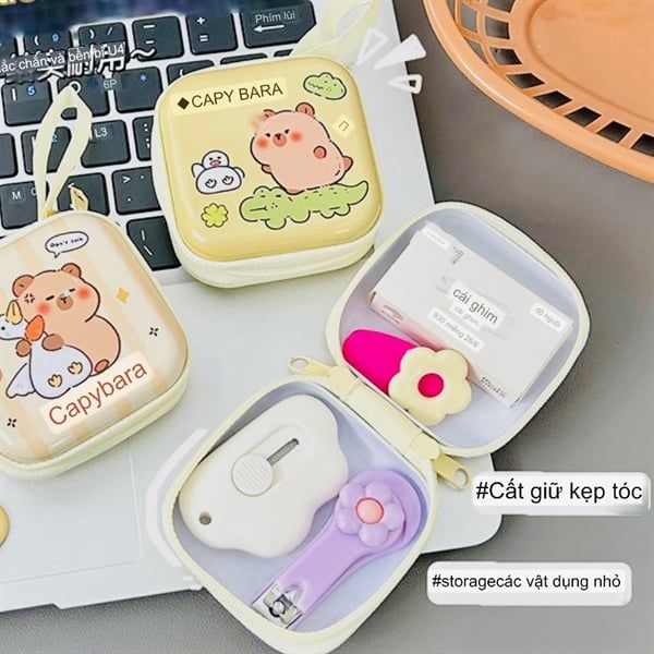  Hộp thiếc mini kéo khoá Capybara 7cm 
