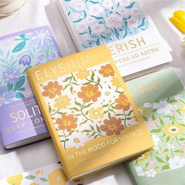  Sổ bìa da hoa vintage 130 trang 