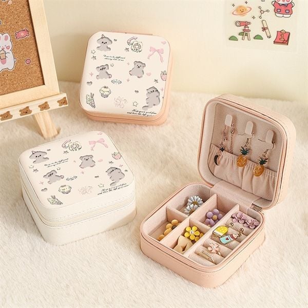  Hộp đựng trang sức vuông hình dễ thương 10cm 
