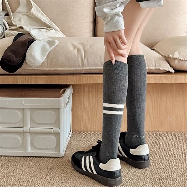  Tất Mekki cao cổ 2 sọc ngang 