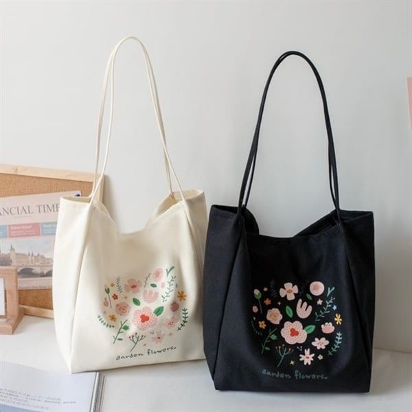  Túi tote quai mảnh vườn hoa 