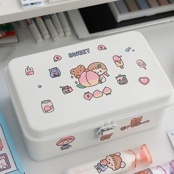  Box sticker 100 tờ bé gái gấu 