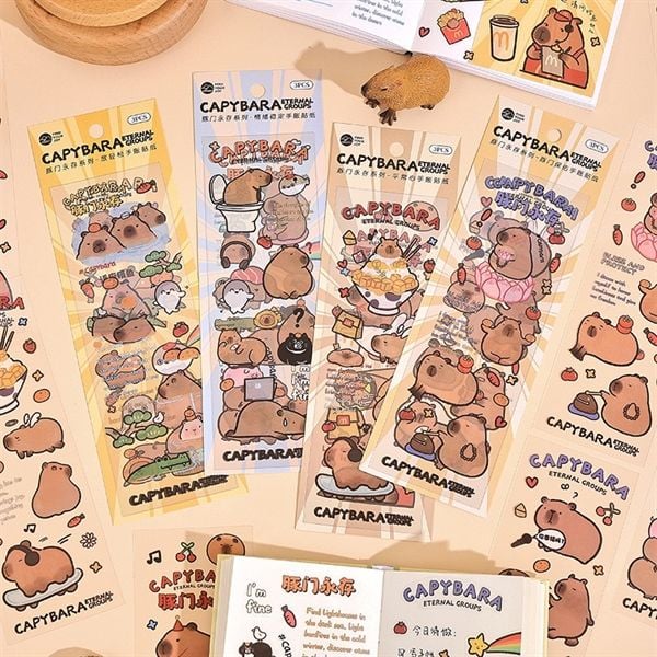  Sticker Capybara set 3 tờ Find Your Joy 