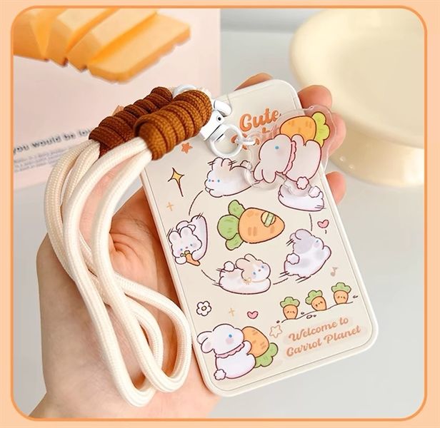  Đeo thẻ kèm móc khoá đàn thỏ carrot 