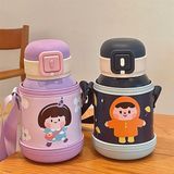  Bình giữ nhiệt bọc da xách bé đi học 500ml 