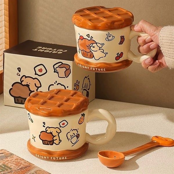  Cốc cún bánh waffle 450ml 