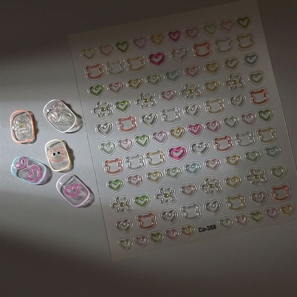  Sticker dán móng viền màu nổi 