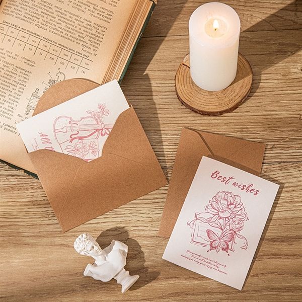  Thiệp hoa vẽ đơn sắc 