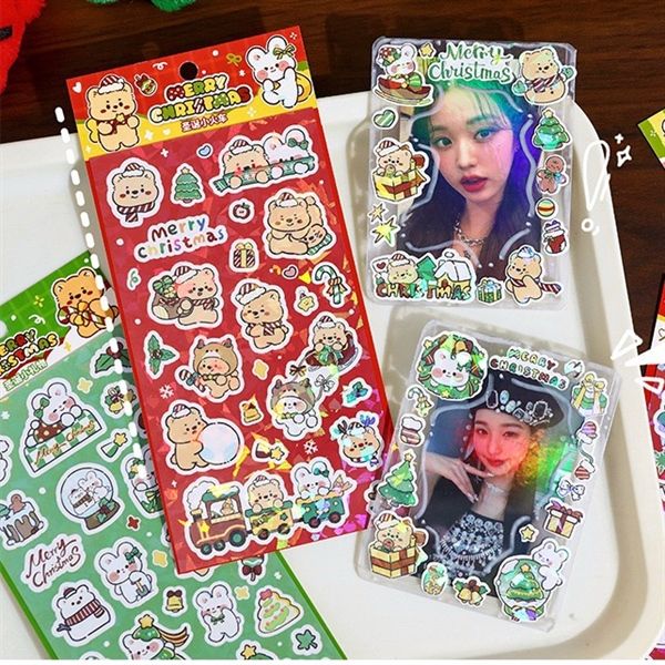 Sticker gấu thỏ Giáng Sinh 4 tờ 