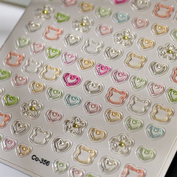  Sticker dán móng viền màu nổi 