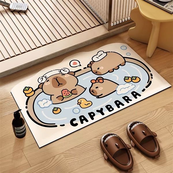  Thảm mút dẹt 3 Capybara tắm 40x60cm 