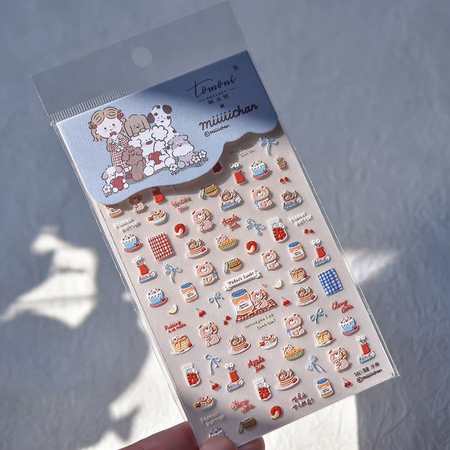  Sticker dán móng Tomoni gấu Teddy 